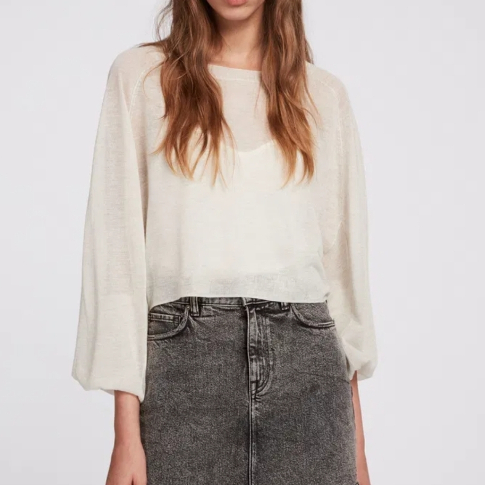 All Saints Mali Crew Neck Sweater In Light Gray Size Medium - Picture 2 of 8